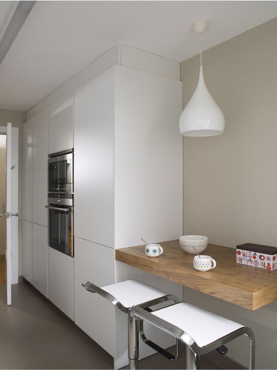 Bar table in a small high-tech kitchen