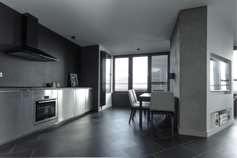 Blinds in the interior of the kitchen