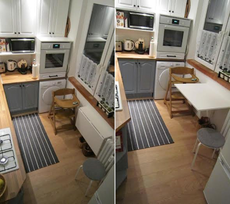 Folding table in the small kitchen