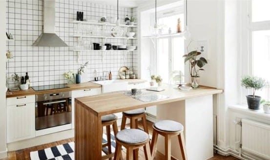 Bar dans la cuisine dans le style scandinave