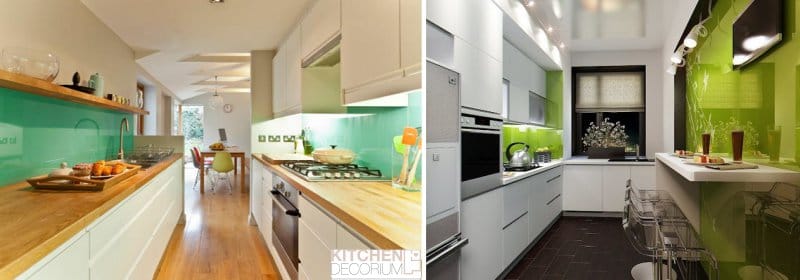 Color narrow kitchen