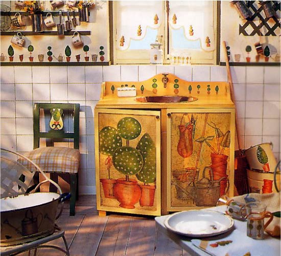 Decoupage kitchen furniture