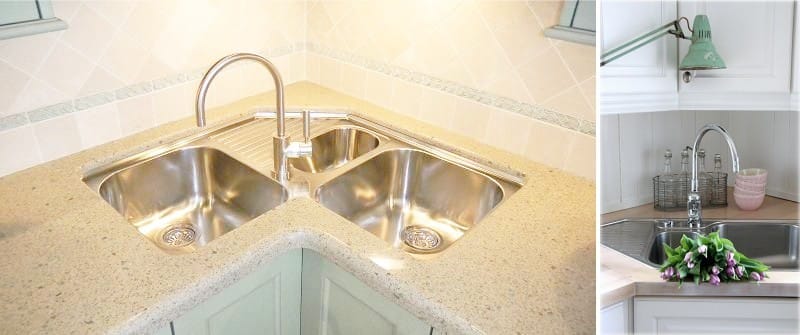 Forms and sizes of corner sinks