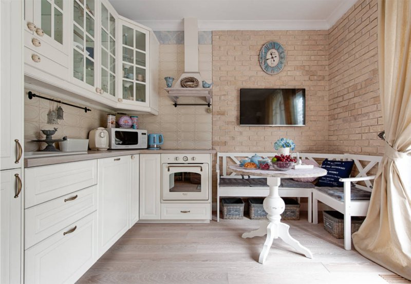 Brick in the kitchen in the style of Provence