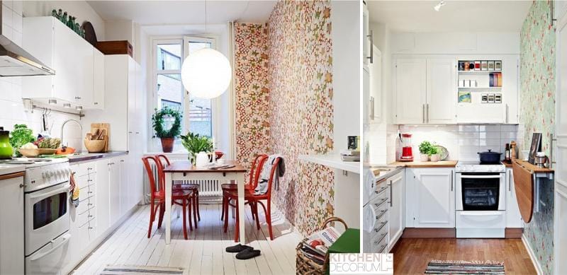 Wallpaper for narrow kitchen