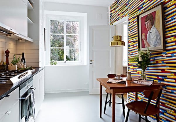 Wallpaper in the interior of the kitchen