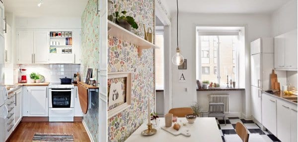 Wallpaper in the interior of the kitchen