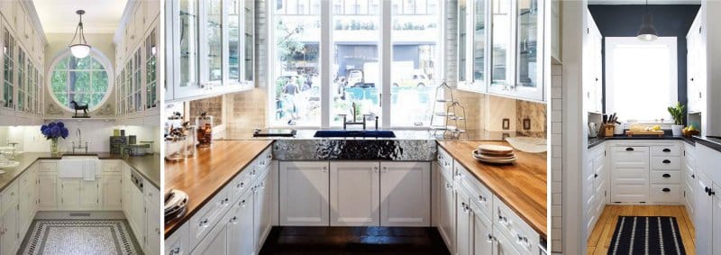 U-shaped narrow kitchen without dining area