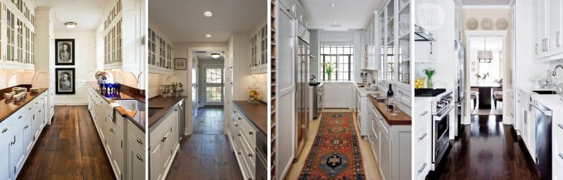 Narrow kitchen without dining area