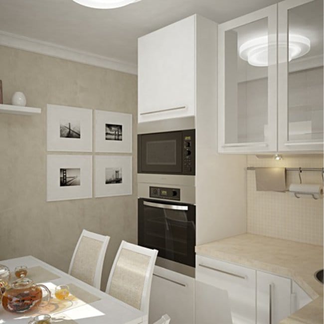 Projet de conception d'une petite cuisine blanche dans un style moderne