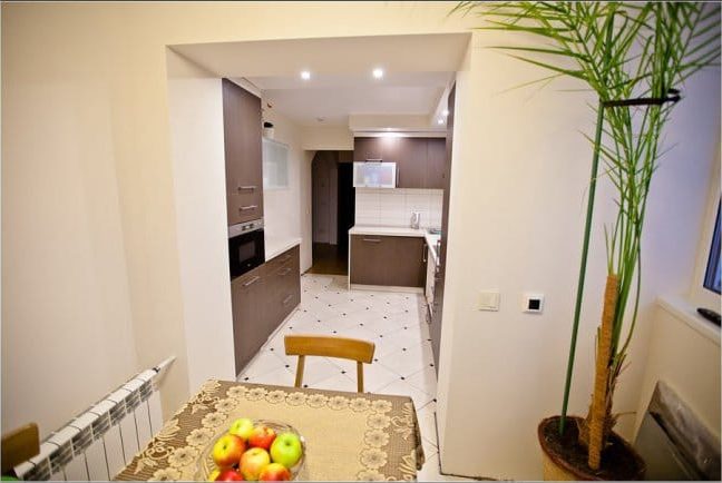 Combining a balcony with a kitchen - view of the kitchen from the loggia