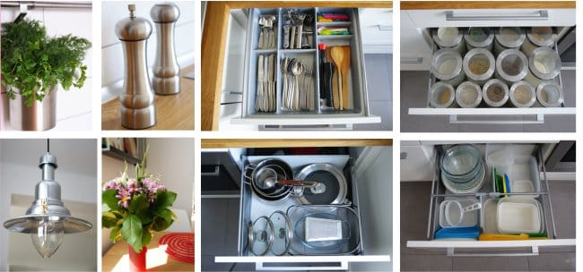 Repair a small kitchen with a partition - accessories and storage organization