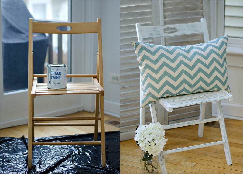 Folding chair before and after painting