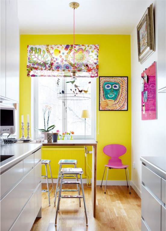 Yellow kitchen in modern style