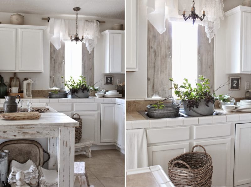 Arched pelmet in the interior of the kitchen in the style of Provence