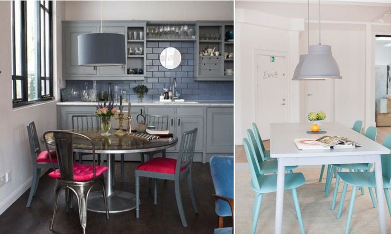 Colored chairs in the interior of the kitchen