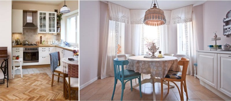 Wooden chairs in the interior of the kitchen