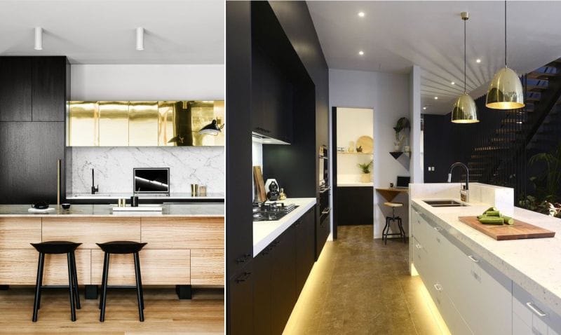 Kitchen design with an island in modern style