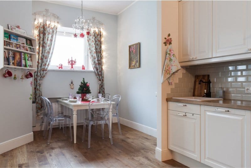 Oak flooring in the interior of the kitchen