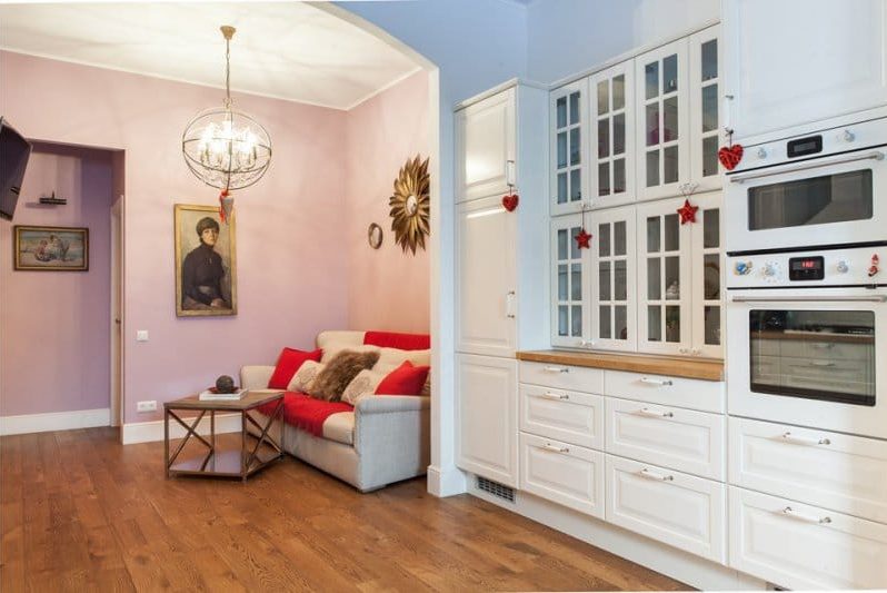 Oak flooring in the interior of the kitchen