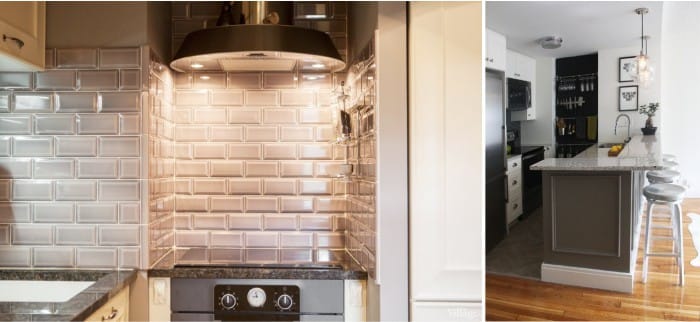 Granite worktop combined with apron and wall