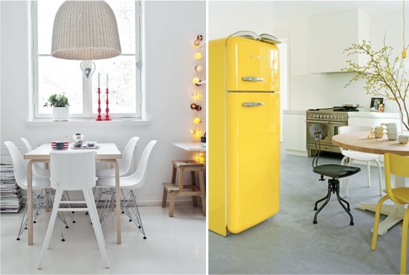 Bulk floor in the interior of the kitchen in the Scandinavian style