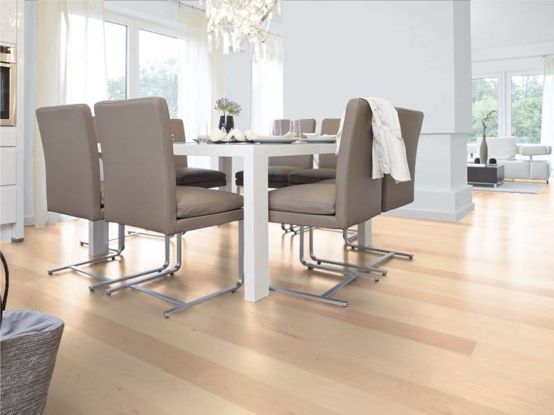 Maple floorboard in the kitchen interior