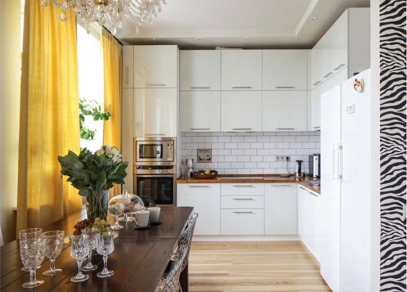 Ash parquet board in kitchen interior 2