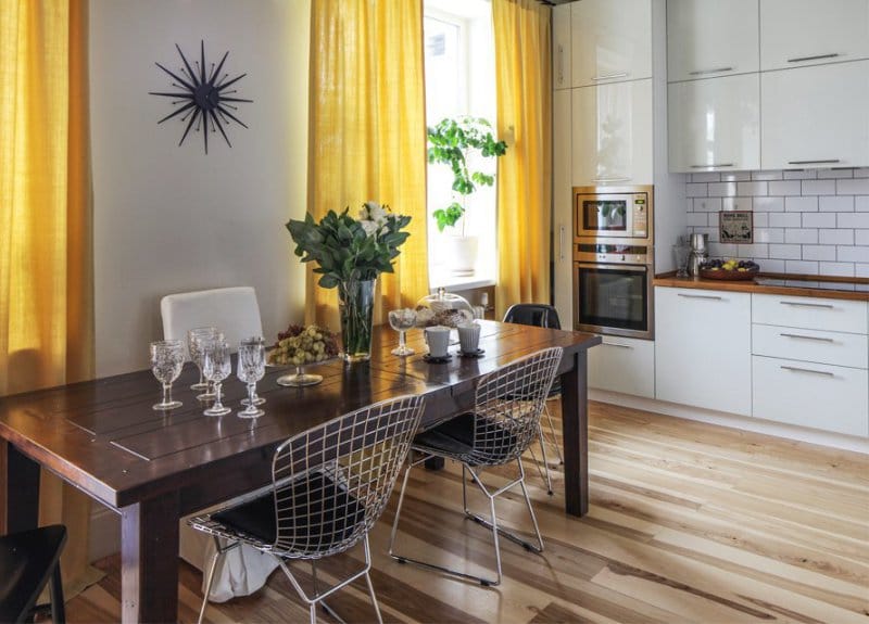 Ash parquet board in kitchen interior 2