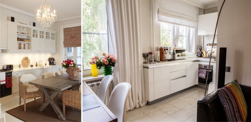 Roman curtains in the interior of the kitchen