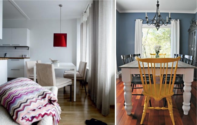 Gray and white curtains on the grommet for the kitchen