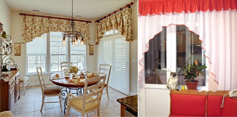 Curtains arches in the interior of the kitchen - a combination of colors