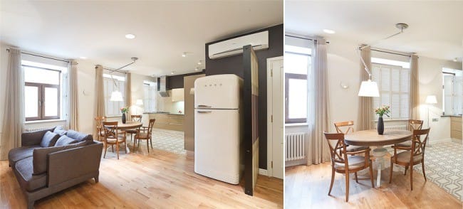 Eyelet Curtains to match the color of the kitchen furniture