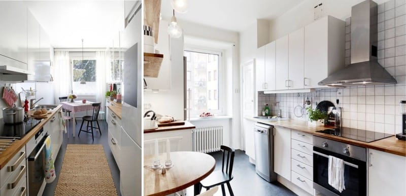 Sol autonivelant sombre à l'intérieur de la cuisine dans le style scandinave