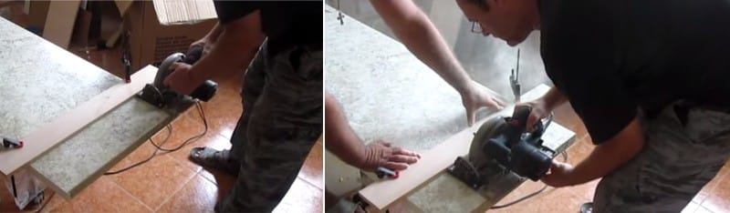 Installing the tabletop - cut off the excess