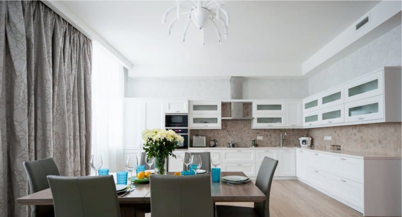 Veil with curtains in the kitchen hi-tech, minimalism, modern