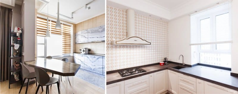 Blinds in the interior of the kitchen