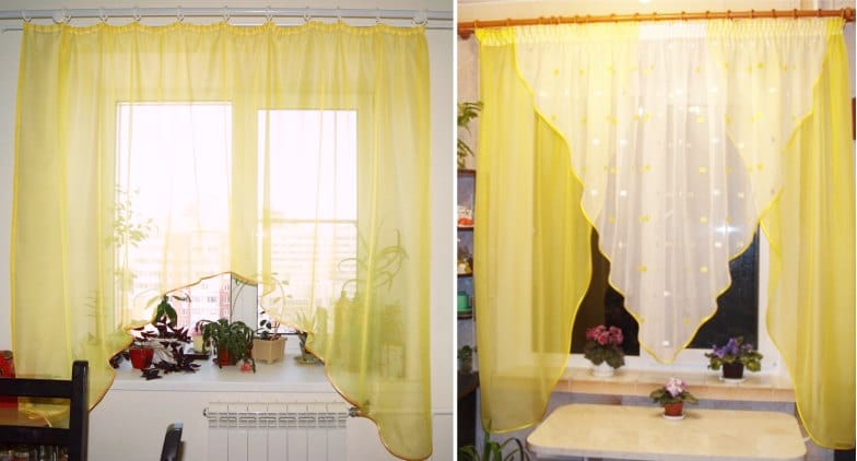 Yellow curtain arch for the kitchen