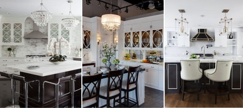 Art Deco in the interior of large island kitchens