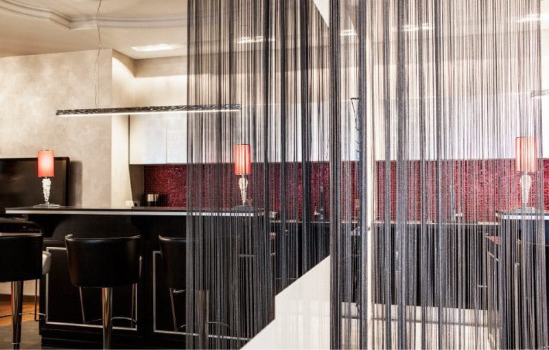 Bar and chairs in the kitchen in the art deco style