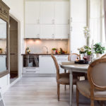 White glossy neoclassical kitchen