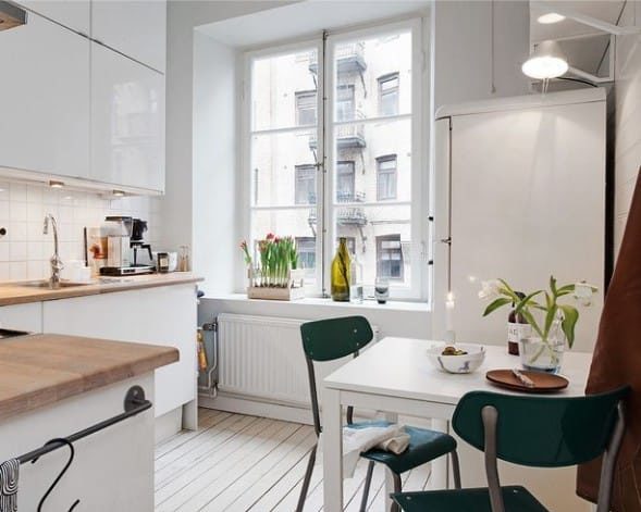 Sconce over the table in the kitchen