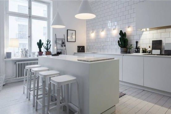 Sconce in the interior of a large kitchen