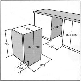 Built-in narrow dishwasher dimensions