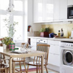 Glossy white Scandinavian style kitchen