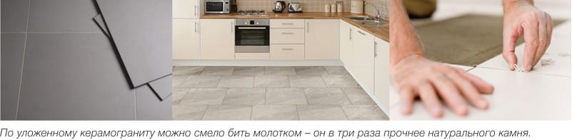 Porcelain tiles for the kitchen floor