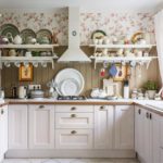 brown color in the interior of the kitchen in the country house