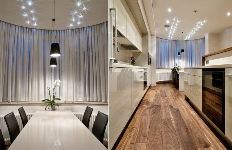 Kitchen with a modern style bay window