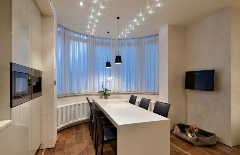 Kitchen with a modern style bay window