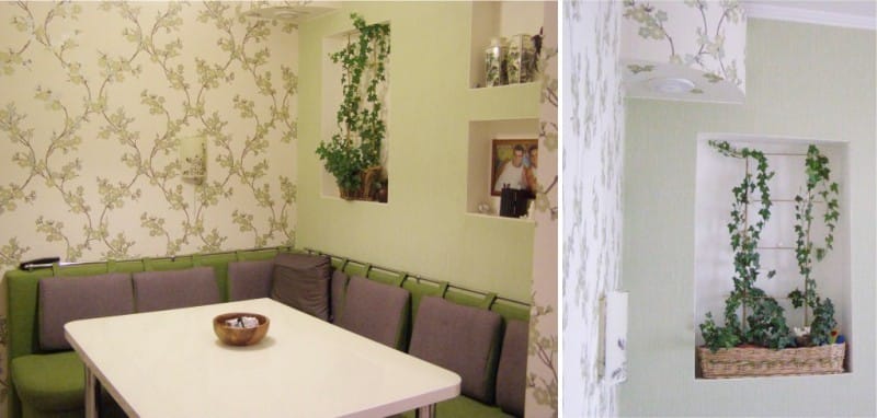 Kitchen with a working area in the bay window